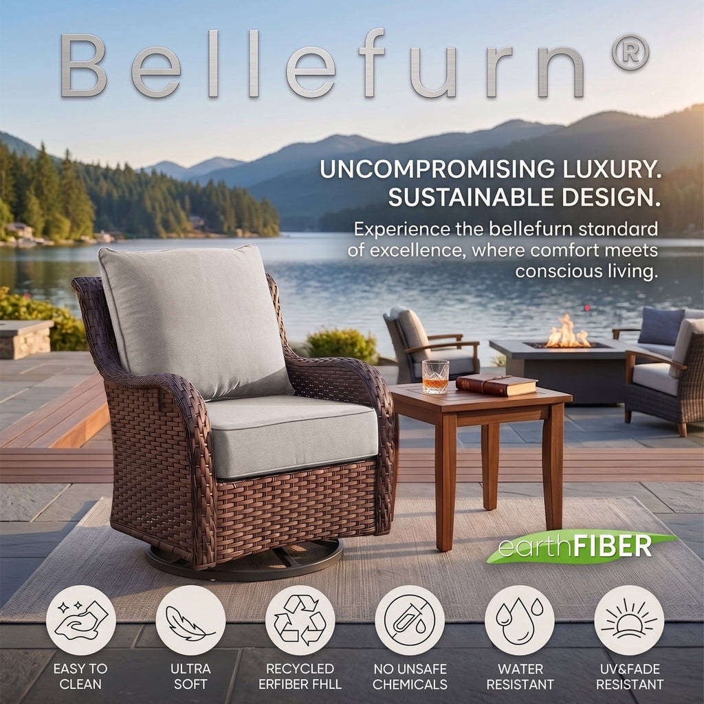 Bellefurn Outdoor Deep Seat Cushion 24 X 24 X 6 inch for Patio Furniture,Outdoor Chair Cushions Waterproof & Fade Resistant Patio Furniture Cushions for Wicker Chair, Sofa, Couch