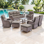 Bellefurn Outdoor Swivel Rocker Patio Chairs with Side Table,Patio Swivel Chairs Set of 2 Wicker Patio Chairs Patio Furniture Set for Porch Balcony Garden Deck Yard