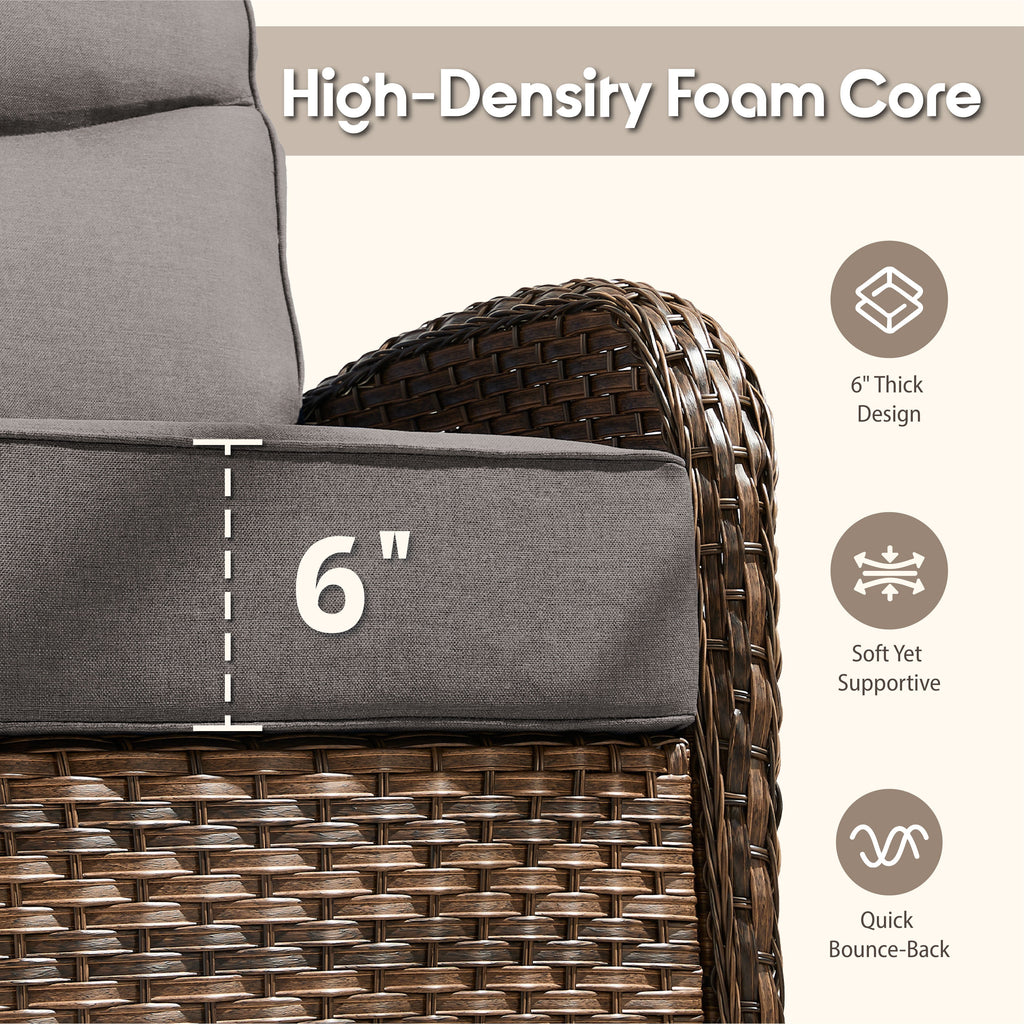 Bellefurn Patio Swivel Rocker Chairs Set of 2 with Ottomans,Outdoor Swivel Chairs with 6" Thick Cushions, All-Weather Conversation Set for Porch, Backyard, Deck & Garden
