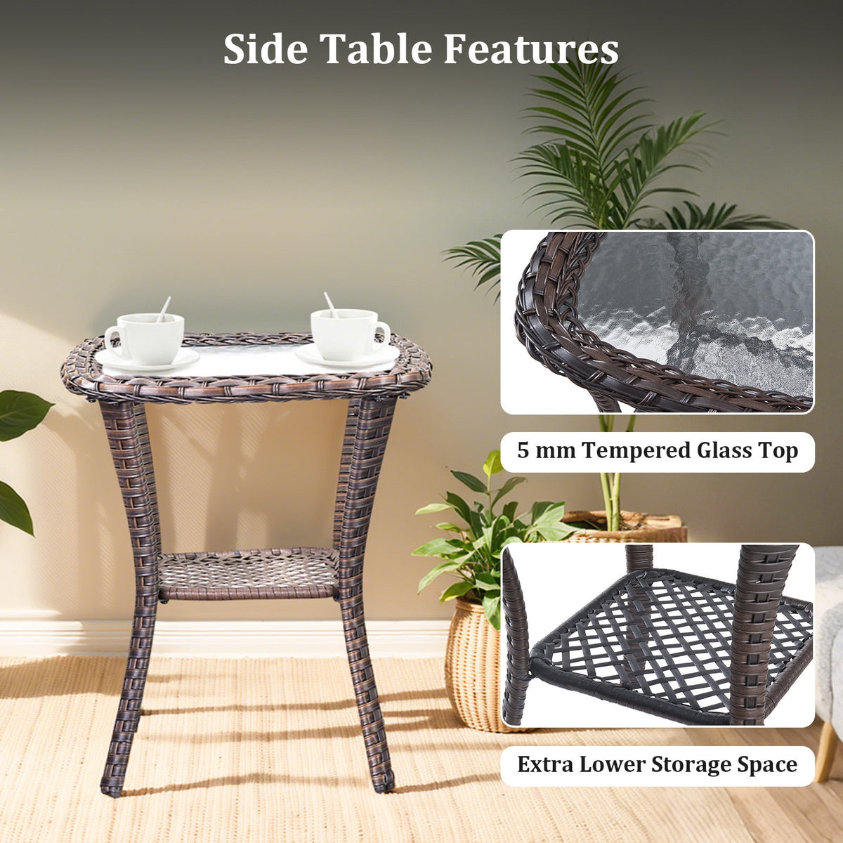 Bellefurn Luxury 6 Pieces Outdoor Patio Furniture Set with Swivel Rocker Chairs 6-inch Extra Thick Cushions,Sofa Coffee Table,Wicker Conversation Sets for Porch Deck Backyard Poolside