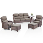 Bellefurn Luxury Outdoor Patio Furniture Sets Outdoor Conversation Sets with Swivel Rocker Patio Chairs with 6" Thick Cushion,Sofa and Glass Coffee Table for Porch Deck Backyard Poolside