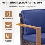 Bellefurn Luxury Patio Furniture Sets with 41” Propane Fire Pit Table,Rattan Outdoor Deep Seating Conversation Set with Swivel Glider Patio Chair,Rattan Sofa&Ottomans for Porch Backyard