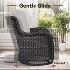 Bellefurn Outdoor Patio Furniture Sets with Swivel Rocker Chairs,3-Seat Sofa and Ottoman High-Back Rattan Patio Conversation Sets for Porch Deck Backyard Poolside