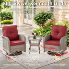 Bellefurn 5 Pieces Outdoor Patio Furniture Sets with Swivel Rocker Cha