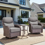 Bellefurn Outdoor Swivel Rocker Patio Chairs with Side Table,Patio Swivel Chairs Set of 2 Wicker Patio Chairs Patio Furniture Set for Porch Balcony Garden Deck Yard