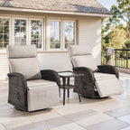 Bellefurn Outdoor Swivel Recliner Chairs with Side Table,Patio Wicker Recliner Chairs Outdoor Lounge Chairs with Thickness Cushions,Adjustable Angle,Reclining Lounge Chair for Outdoor,Pool,Garden