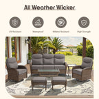 Bellefurn Patio Swivel Rocker Chairs Set of 2 with Ottomans,Outdoor Swivel Chairs with 6" Thick Cushions, All-Weather Conversation Set for Porch, Backyard, Deck & Garden