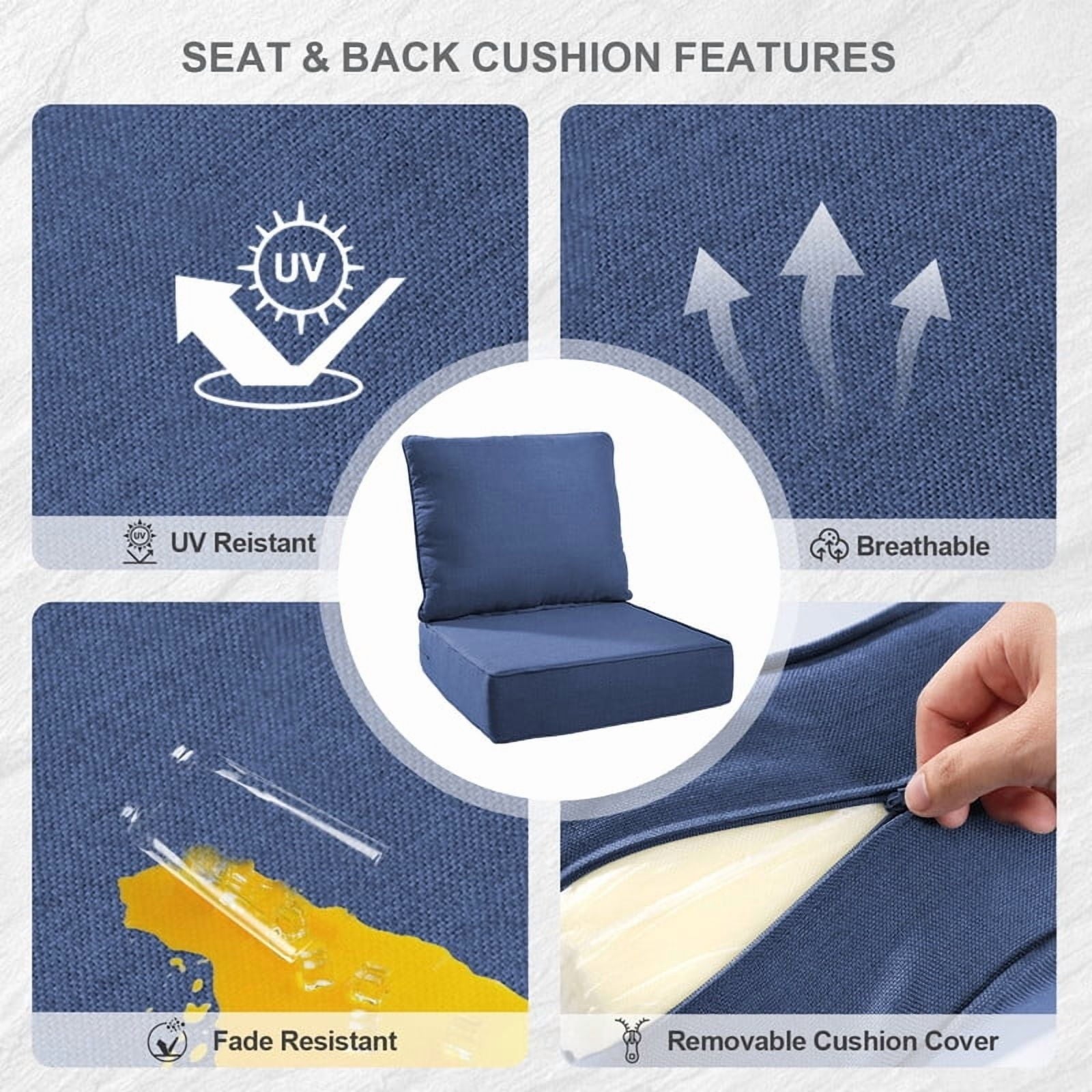 Bellefurn Luxury Outdoor Deep Seat Cushion 22 X 24 X 6 inch for Patio Furniture,Outdoor Sofa Cushions Chairs Cushions,Waterproof & Fade Resistant Patio Furniture Cushions for Wicker Chair,Couch
