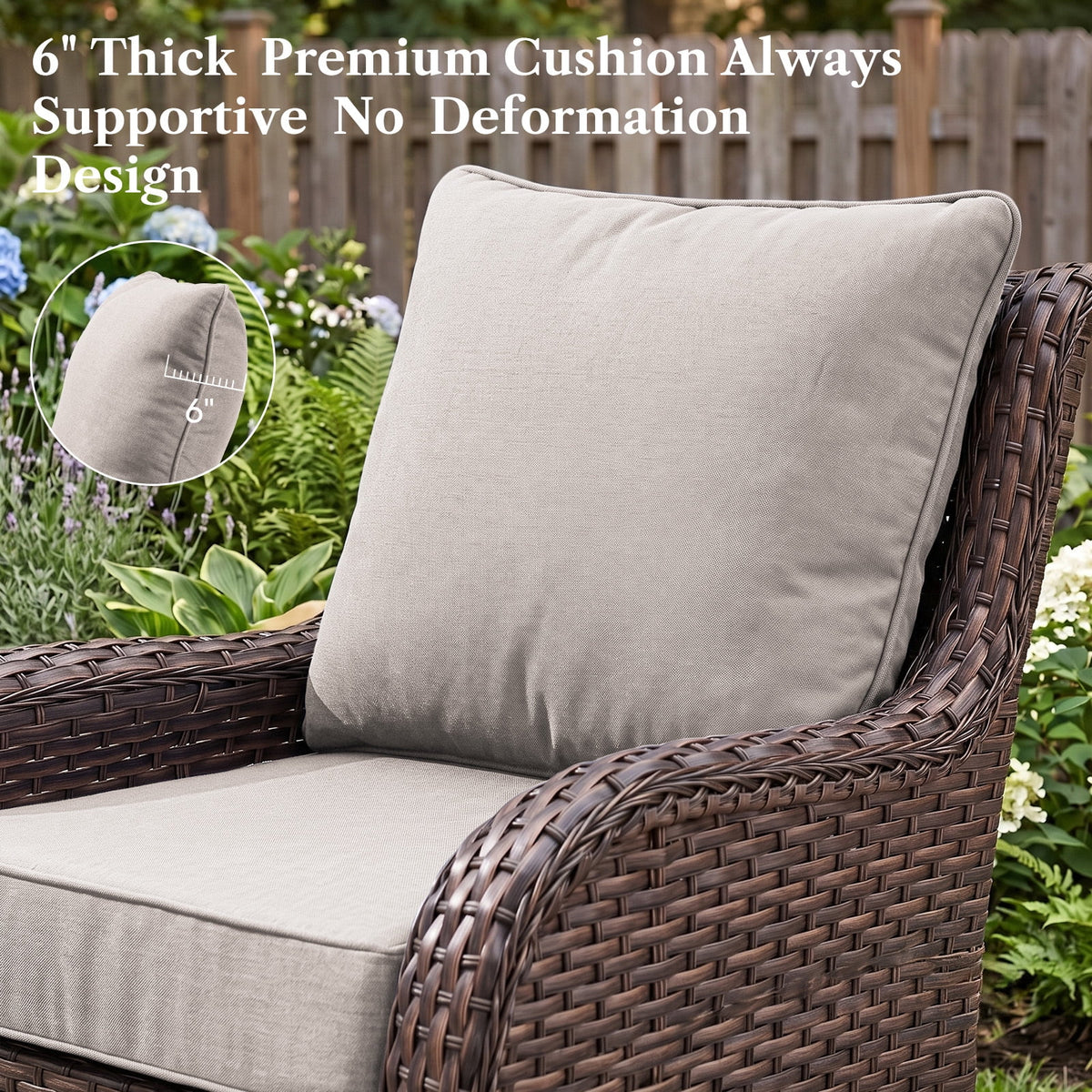 Bellefurn Outdoor Deep Seat Cushion 24 X 24 X 6 inch for Patio Furniture,Outdoor Chair Cushions Waterproof & Fade Resistant Patio Furniture Cushions for Wicker Chair, Sofa, Couch