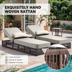 Bellefurn Outdoor Wicker Chaise Lounge with 5" Thick Cushion,High-Back Patio Lounge Chair with 5-Position Adjustable Backrest,All-Weather Rattan Recliner for Poolside,Backyard,Garden & Deck