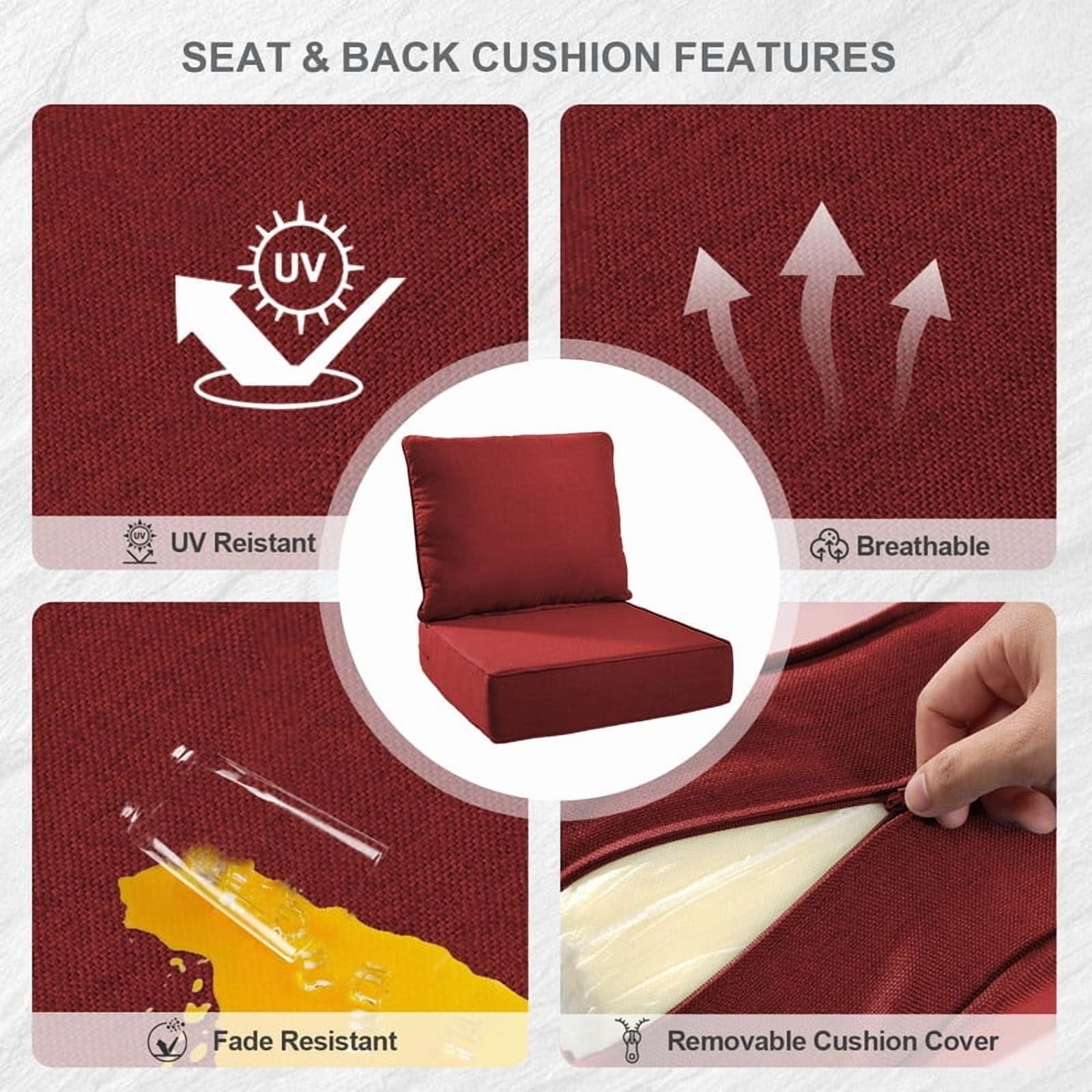 Bellefurn Outdoor Deep Seat Cushion 24 X 24 X 6 inch for Patio Furniture,Outdoor Chair Cushions Waterproof & Fade Resistant Patio Furniture Cushions for Wicker Chair, Sofa, Couch