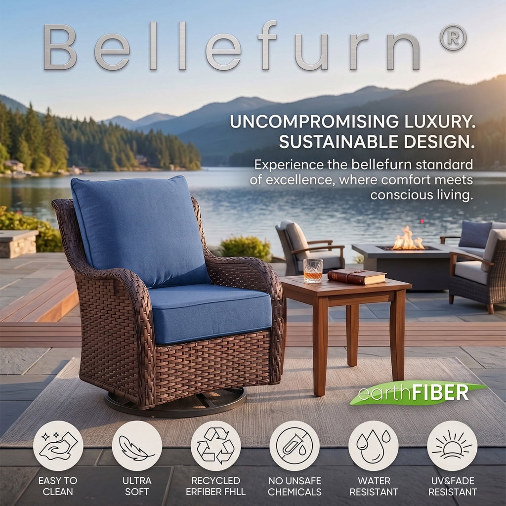 Bellefurn Luxury Outdoor Deep Seat Cushion 22 X 24 X 6 inch for Patio Furniture,Outdoor Sofa Cushions Chairs Cushions,Waterproof & Fade Resistant Patio Furniture Cushions for Wicker Chair,Couch