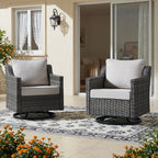 Bellefurn Outdoor Wicker Rocking Chair Patio Swivel Chairs Set of 2,Patio Swivel Rocker Rattan Furniture Sets for Outdoor Porch Deck Garden Backyard