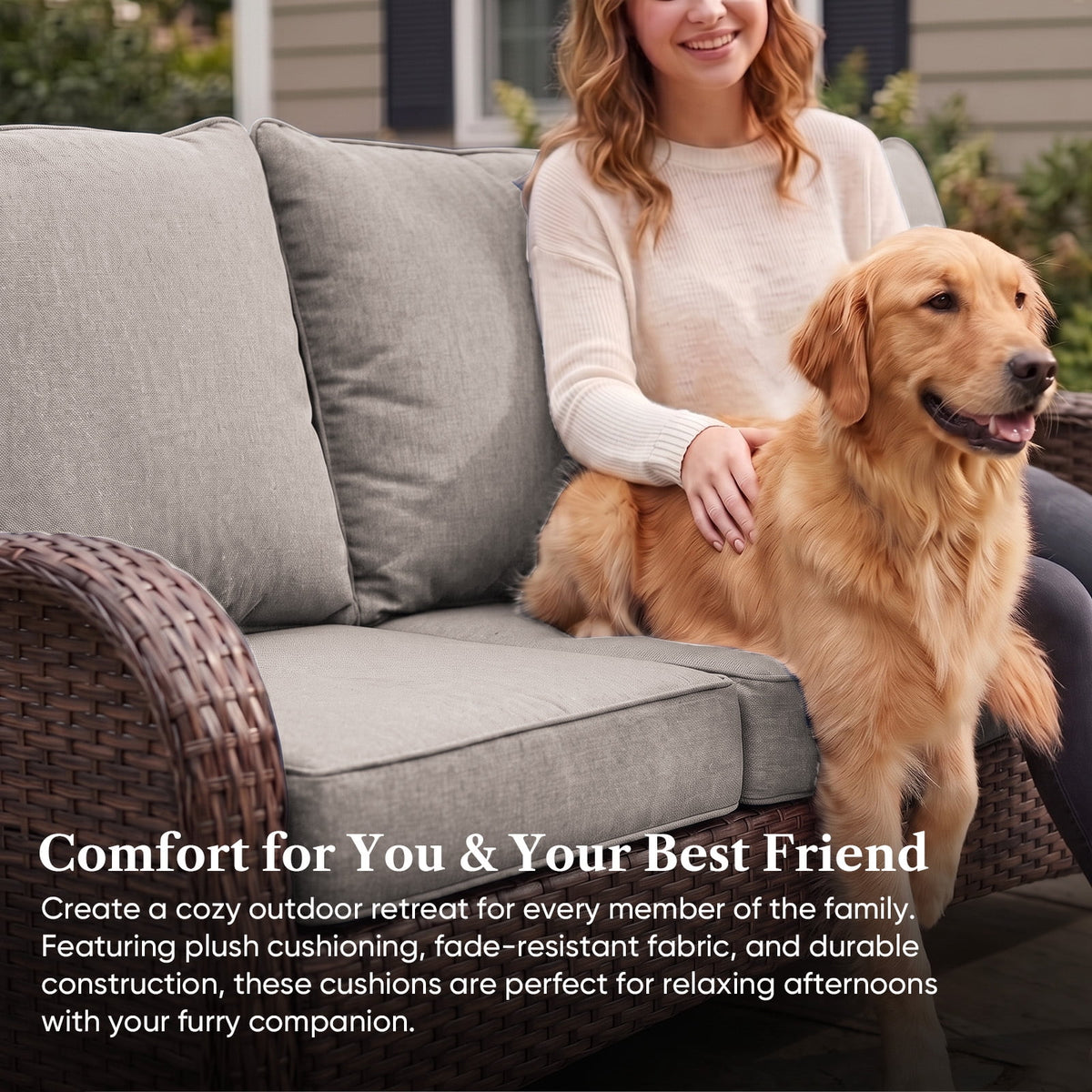 Bellefurn Outdoor Deep Seat Cushion 24 X 24 X 6 inch for Patio Furniture,Outdoor Chair Cushions Waterproof & Fade Resistant Patio Furniture Cushions for Wicker Chair, Sofa, Couch