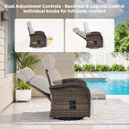 Bellefurn Outdoor Swivel Recliner Chairs with Side Table,Patio Wicker Recliner Chairs Outdoor Lounge Chairs with Thickness Cushions,Adjustable Angle,Reclining Lounge Chair for Outdoor,Pool,Garden