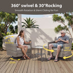 Patio Furniture Sets with Swivel Chairs,All-Weather Outdoor Patio Conversation Sets with High Back Outdoor Swivel Rocker Chairs,Couch,Coffee Tabel and Ottomans for Porch Deck Backyard