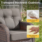 Luxury 6 Piece Outdoor Patio Wicker Furniture Sets with Swivel Rocker Patio Chairs,Sofa and Ottomans,High Back Outdoor Conversation Set for Porch Balcony Deck